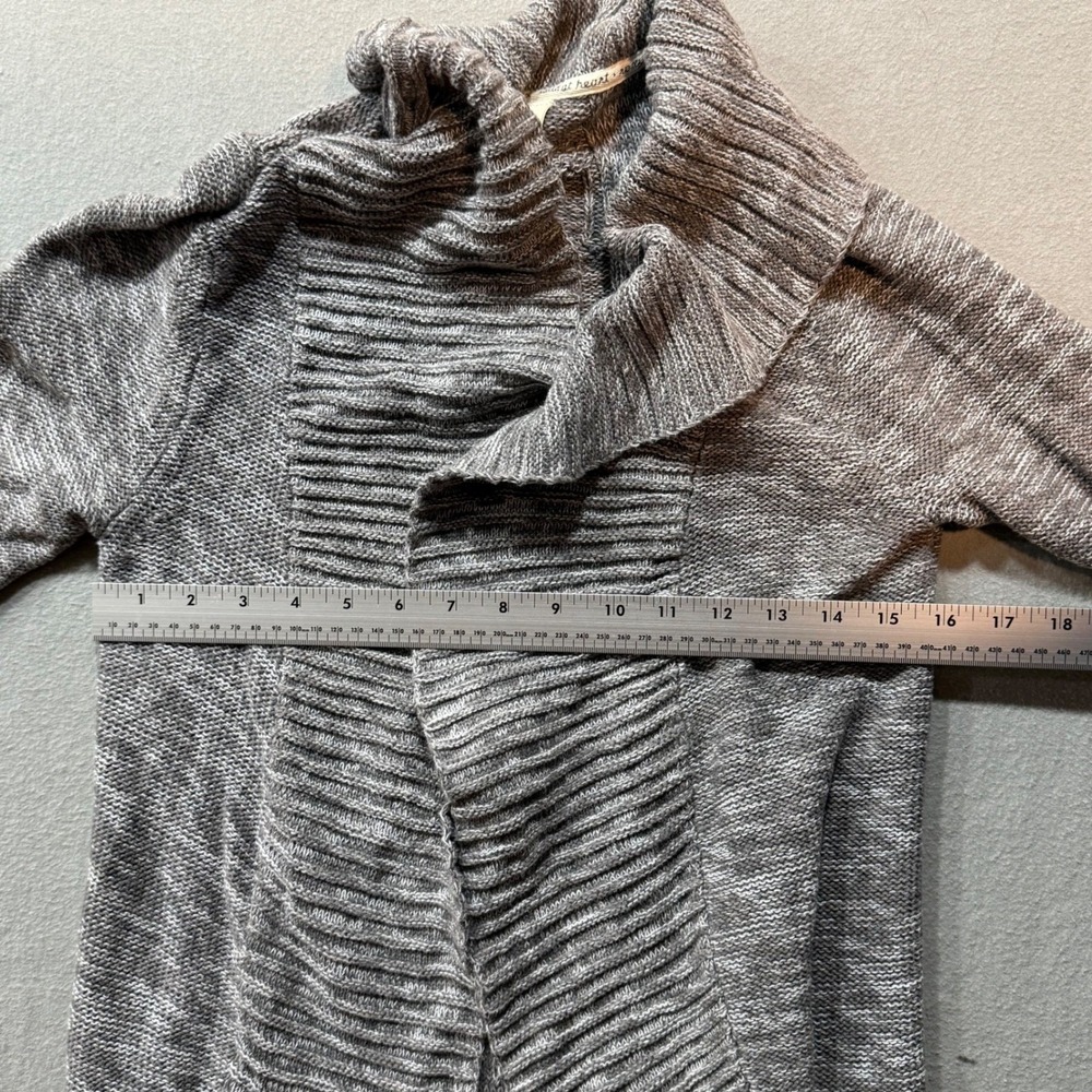 Roxy Boho Surf Open Front Shawl Collar Knit Cardigan Gray Sweater Women M - Picture 5 of 13